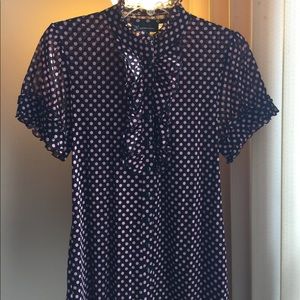 Pink polka dot sheer blouse -100% nylon